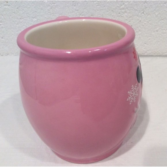 Disney Minnie Mouse Pink Mug Christmas Tree Snowflake 3D Raised Rare - Picture 4 of 6